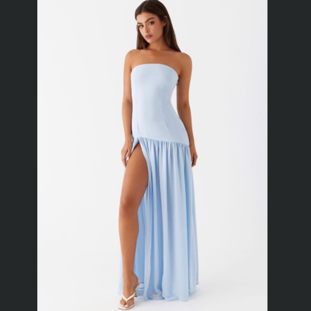 Peppermayo Light Blue Strapless Dress